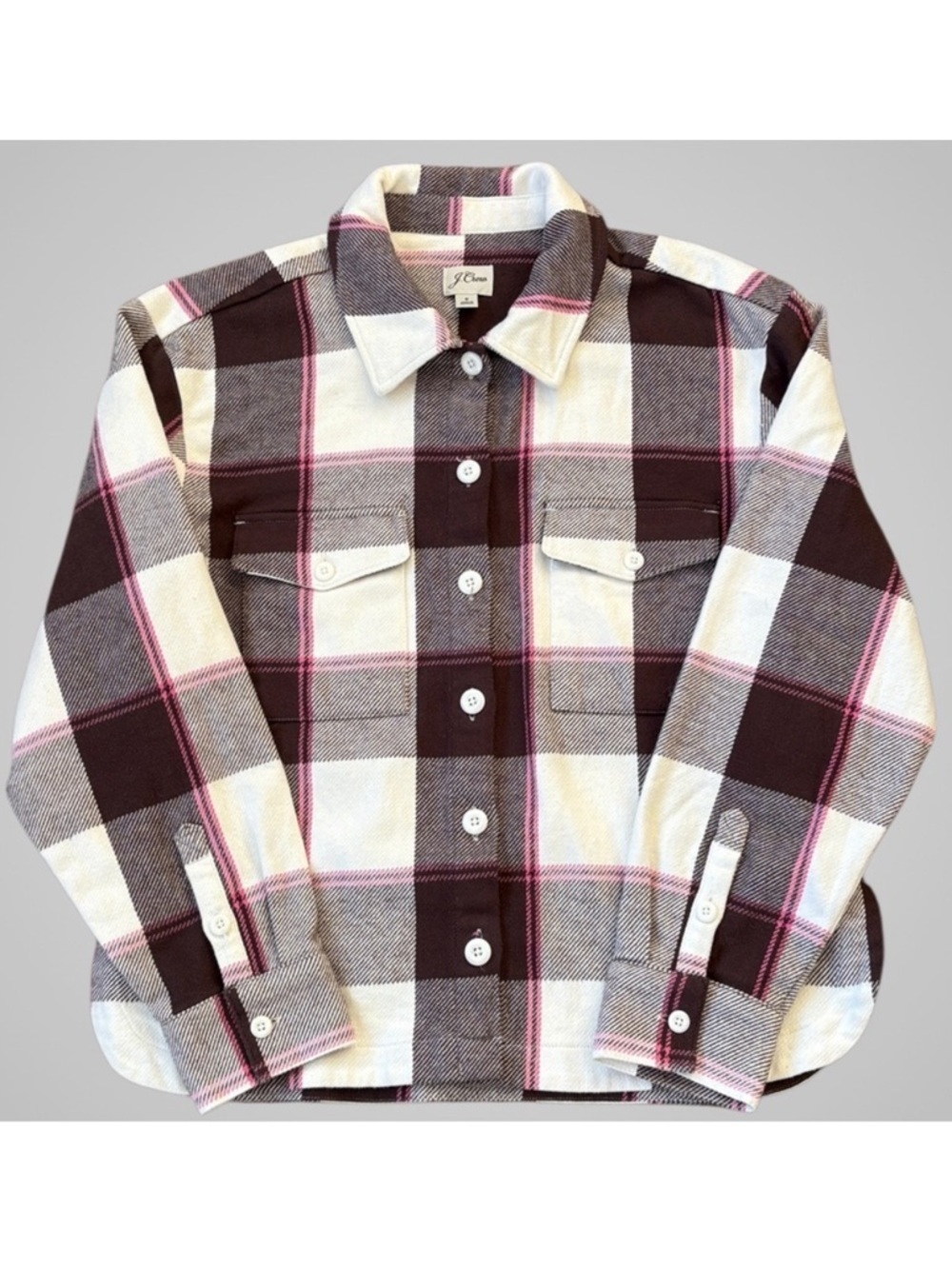 EUC J. Crew Relaxed Flannel Shacket Buffalo Check Size 8